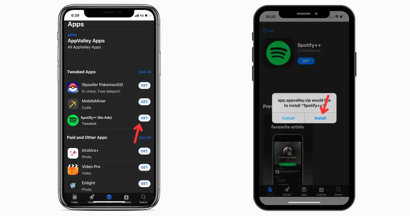 Spotify++ Download Using AppValley 2